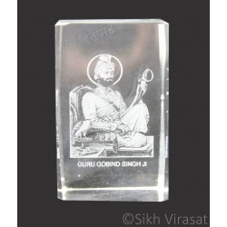 Crystal 3D Cube Paper Weight – Guru Gobind Singh Ji Laser Engraved Square Glass Gift