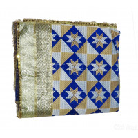 Rumala Sahib Double Phulkari Block Pattern Designer Golden cotton color Blue and Golden 