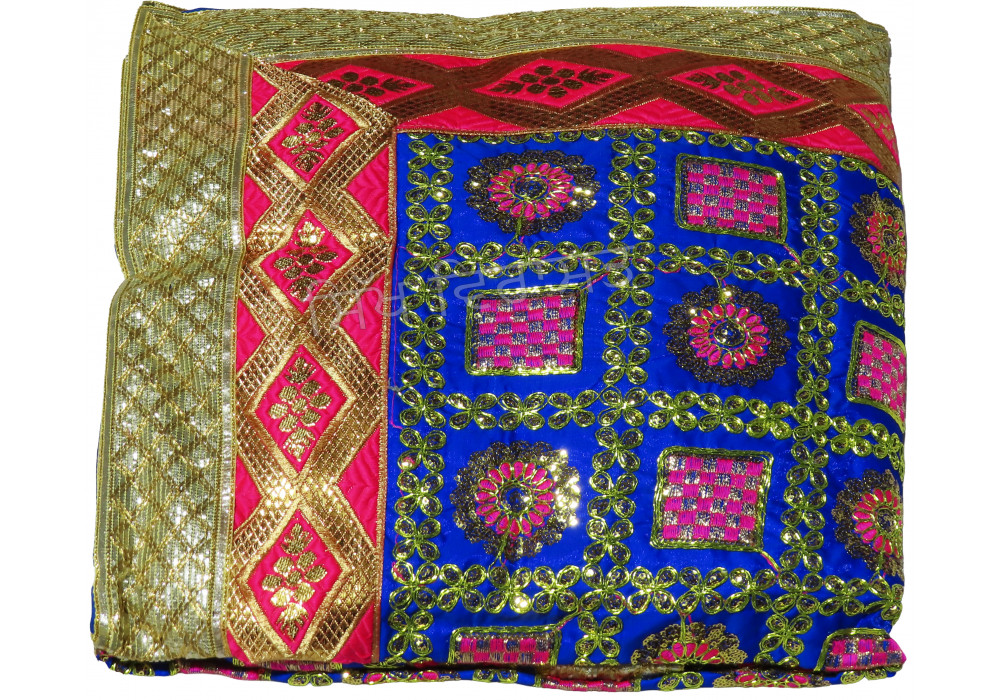 Rumala Sahib Double Emboss multicolor golden Pattern Designer color Royal Blue
