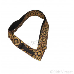Gatra Or Gaatra Designer Golden Geometrical Diamond Shape Pattern Adjustable Steel Buckle Width 1.5 Inch Color Black