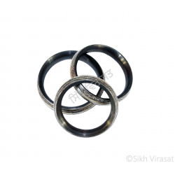 Kara Or Kada Sarabloh (Iron) Heavy with (Punjabi:Chandi) Silver Pattern color Black & Silver Size-6.3cm