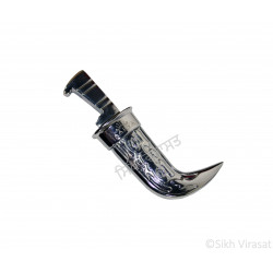 Kirpan Or Kirpaan Stainless-steel Engraved with arrows and Nishan Sahib - Air Travel -Small Color Silver Size 4 Inch Kirpan Or Kirpaan Stainless-steel Engraved with arrows and Nishan Sahib - Air Travel -Small Color Silver Size 4 Inch