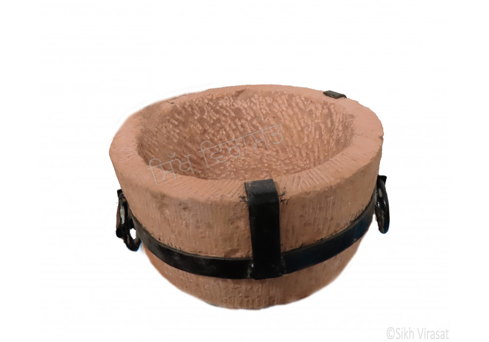 Mortar (Punjabi: Kunda Or Sunehra) Red Stone With Handle Size – 12 Inch