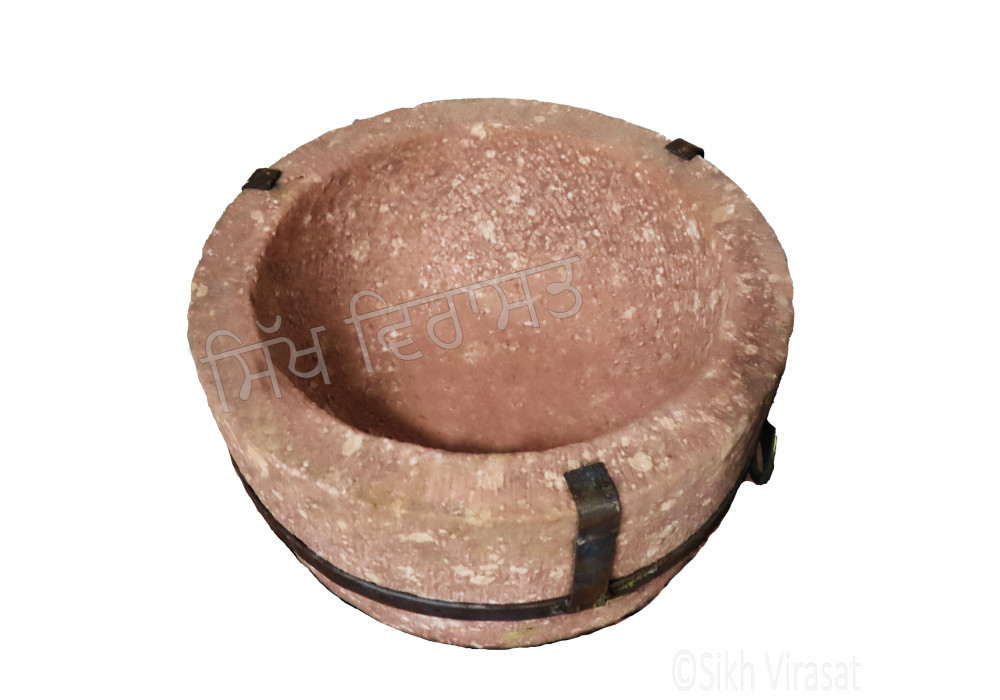 Mortar (Punjabi: Kunda Or Sunehra) Red Stone with Handle Large – 18 Inch