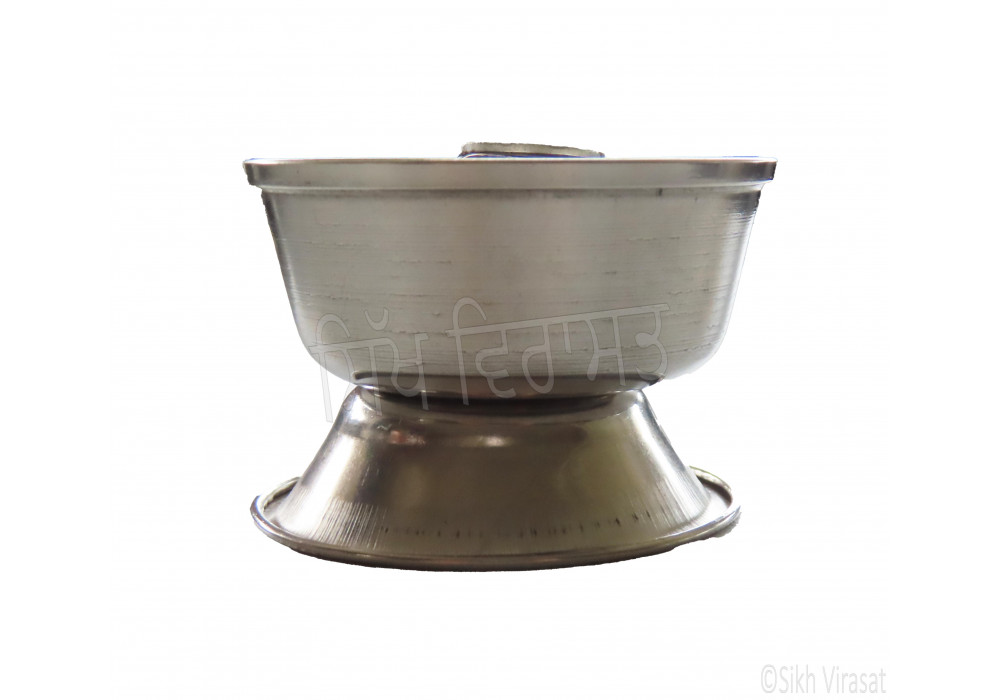Jot Oil Brass Lamp Akhand Jyoti Diya Deepak/ Steel stand Color silver Size Small 2.5 