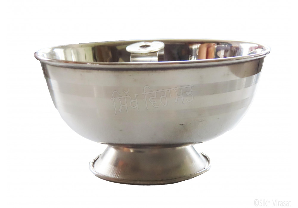 Jot Oil Brass Lamp Akhand Jyoti Diya Deepak/ Steel stand Color silver Size Medium 4 inch 