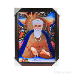 Shri Guru Nanak Dev Ji Nanaksar Colored Photo with Pehli Pauri da Path, Wooden Frame with matte finish and golden lining, Size – 17x23