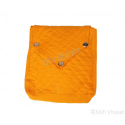 Khajana Or Gutka Sahib Bag with Adjustable Strap and 3 Tich Buttons Color- Orange 