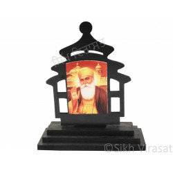 Guru Nanak Dev Ji Wood Model Color Brown Statue-Home Room Office Car Dashboard Decor Gift Item Dashboard Accessories Small Size 3.2 Inches  