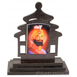 Guru Gobind Singh Ji Wood Model Color Brown Statue-Home Room Office Car Dashboard Decor Gift Item Dashboard Accessories Small Size 3 Inches  