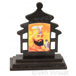 Guru Gobind Singh Ji Wood Model Color Brown Statue-Home Room Office Car Dashboard Accessories Small Size 3 Inches  
