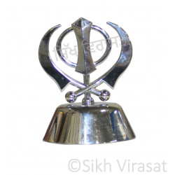 Khanda Religious Plain Khanda Steel Model Color Silver Statue-Home Room Office Car Dashboard Decor Gift Item Dashboard Accessories Small Size 4.1 Inches  