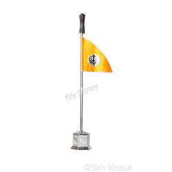 Nishan Sahib Khanda Flag Religious Punjabi: Khanda Ik Onkar Sikh symbol Handicraft Statue-Home Room Office Car Dashboard Decor Gift Item Dashboard Accessories Large 14 Inch 