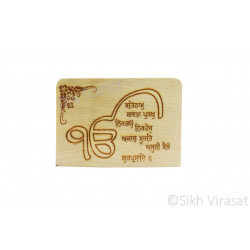 Ek(Ik) Onkar Mul Mantra Wooden Model Color Light Brown Statue-Home Room Office Car Dashboard Decor Gift Item Dashboard Accessories Small Size 4 Inches  