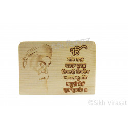 Guru Nanak Ek Onkar Ik Onkar Mul Mantra Wooden Model Color Light Brown Statue-Home Room Office Car Dashboard Decor Gift Item Dashboard Accessories Small Size 4 Inches  
