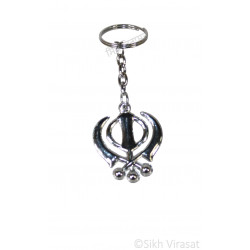 Steel Punjabi Sikh Beautiful Khanda Key Chain Key Ring Gift Color Silver