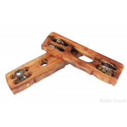 Kartal Khartal Pair Wooden 8 Steel Jingles Percussion Indian Musical Instrument Wooden Cymbal Jingle Music Size Big Color Brown Kartal Khartal Pair Wooden 8 Steel Jingles Percussion Indian Musical Instrument Wooden Cymbal Jingle Music Size Big Color Brown