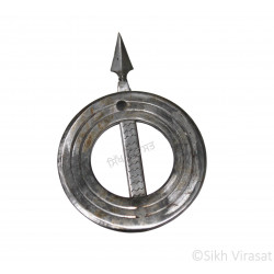 Dumala Or Dumalla Shastar Iron (Punjabi: Sarabloh) Punjabi Sikh Singh Kaur Dumala Shastars Designer Chakar Teer Color Silver Size Large 