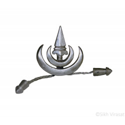 Dumalla Traditional Stunning Dumala Or Dumalla Shastar Iron (Punjabi: Sarabloh) Double Chand Teer Tora Khanda Brooch Color Silver Sikh 4.8 Inch Dumalla Traditional Stunning Dumala Or Dumalla Shastar Iron (Punjabi: Sarabloh) Double Chand Teer Tora Khanda Brooch Color Silver Sikh 4.8 Inch
